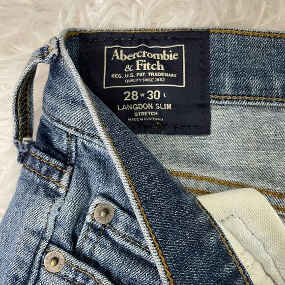 Abercrombie & Fitch Langdon Slim Jeans Medium Wash Menβs Size 28 x 30 - Picture 6 of 14